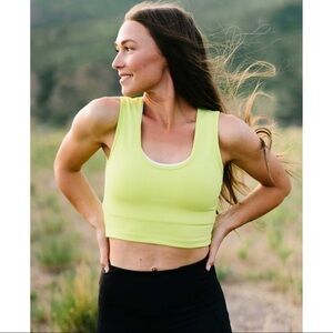 Zyia Stronger Crop Top Tank Neon Yellow Athleisure Size XXXL